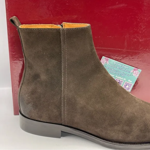 BRUNO MAGLI NOMAD 'MADE IN ITALY' BROWN LEATHER ZIP PLAIN TOE BOOT (SIZE 9.5)