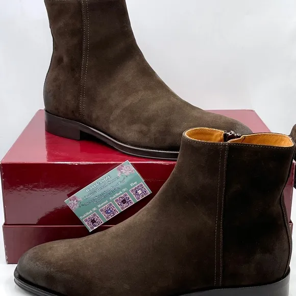 BRUNO MAGLI NOMAD 'MADE IN ITALY' BROWN LEATHER ZIP PLAIN TOE BOOT (SIZE 9.5)