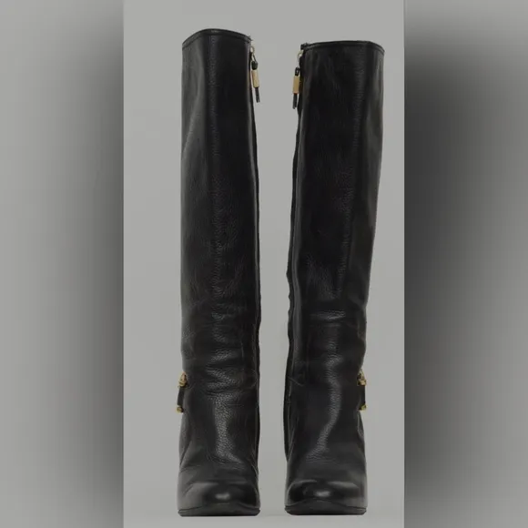 Burberry Black Leather Knee High Pump Boot size 37.5