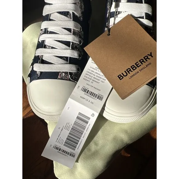 Burberry Kid's Thomas Bear High-Top Sneakers 11.5 NIB