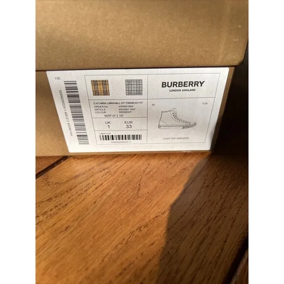 Burberry Kid's Thomas Bear High-Top Sneakers 11.5 NIB