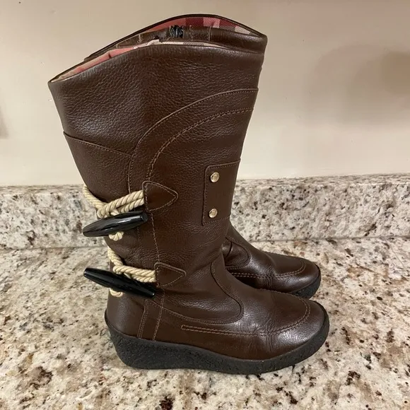Burberry Leather Wedge Boots