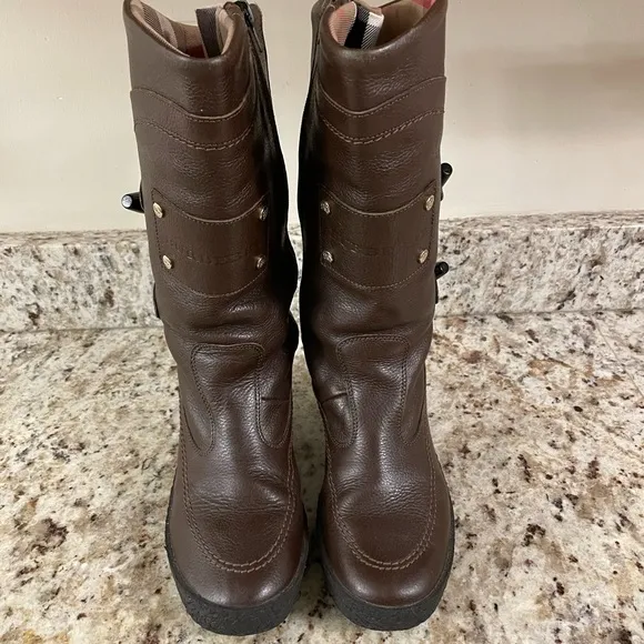 Burberry Leather Wedge Boots