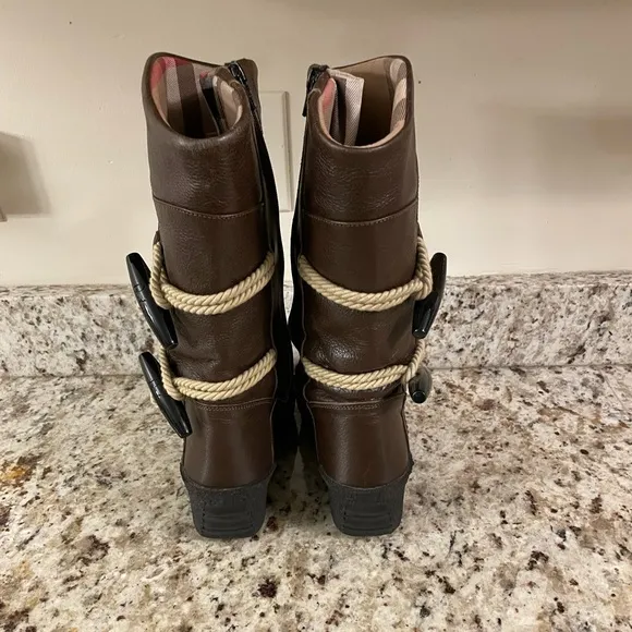 Burberry Leather Wedge Boots