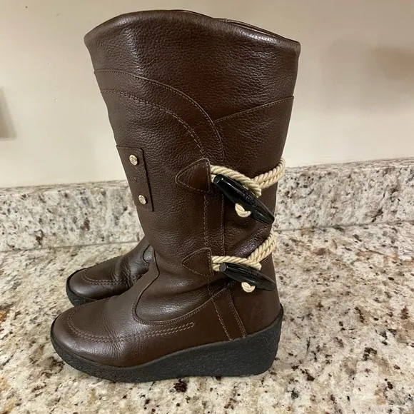 Burberry Leather Wedge Boots