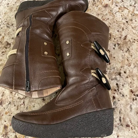 Burberry Leather Wedge Boots