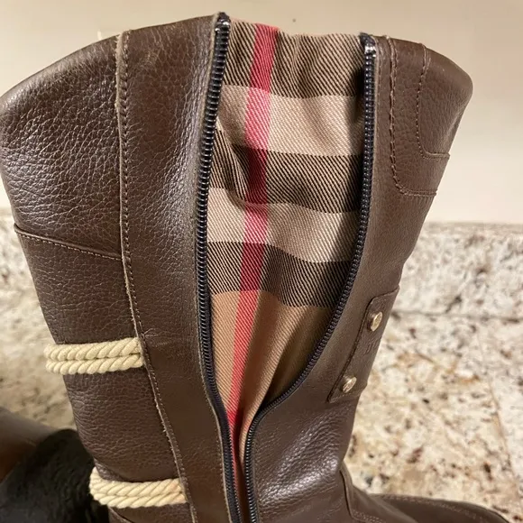 Burberry Leather Wedge Boots