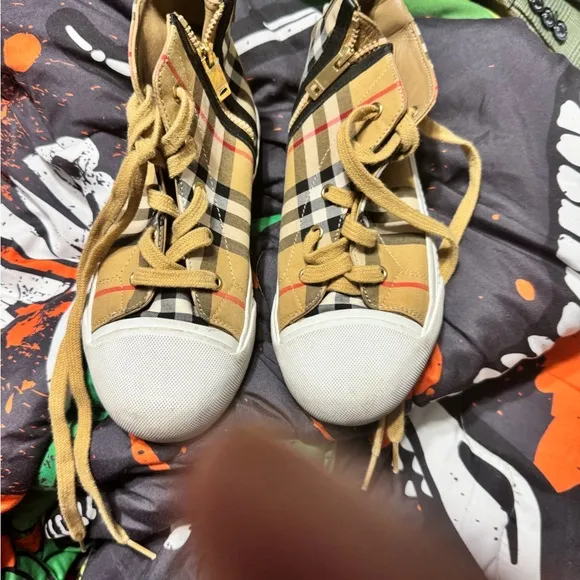 Burberry Plaid High-Top Sneakers