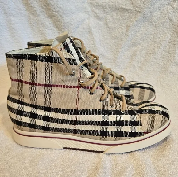Burberry Vintage Check Plaid High-Top Sneakers