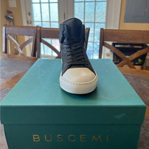 Buscemi 125MM FLAT Black and White Men's High-Top Sneakers