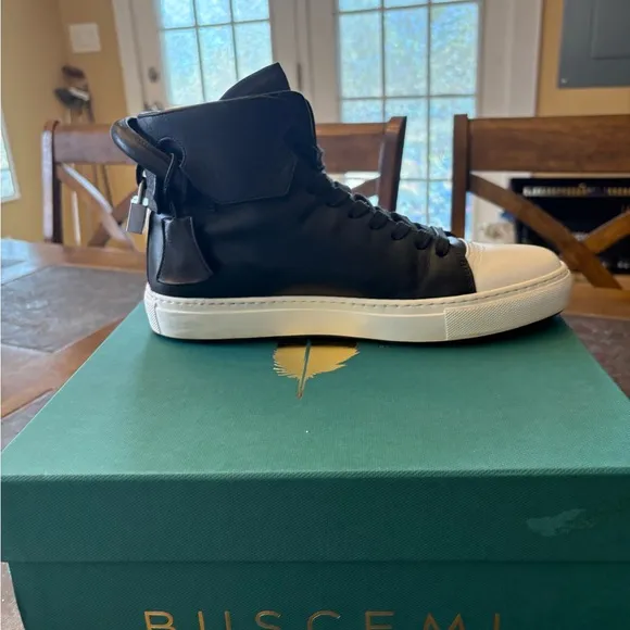 Buscemi 125MM FLAT Black and White Men's High-Top Sneakers