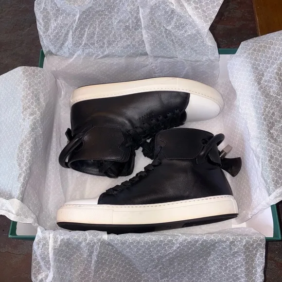 Buscemi 125MM FLAT Black and White Men's High-Top Sneakers