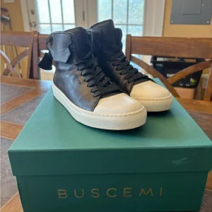 Buscemi 125MM FLAT Black and White Men's High-Top Sneakers