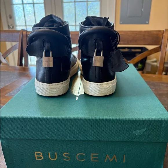 Buscemi 125MM FLAT Black and White Men's High-Top Sneakers