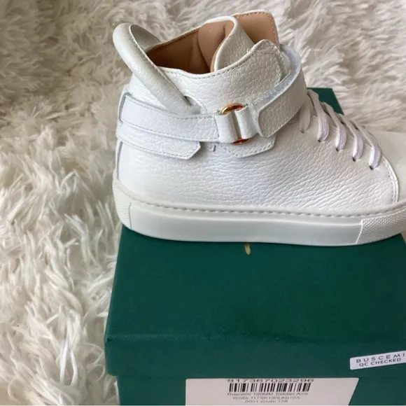 Buscemi toddleraloe white high top sneakers