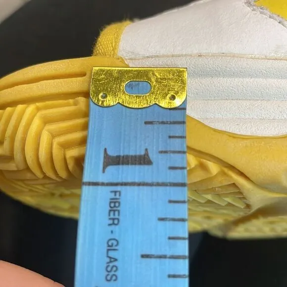 California Toes Women’s Sz 8 Platform Sneakers Open Peep Toe Yellow White