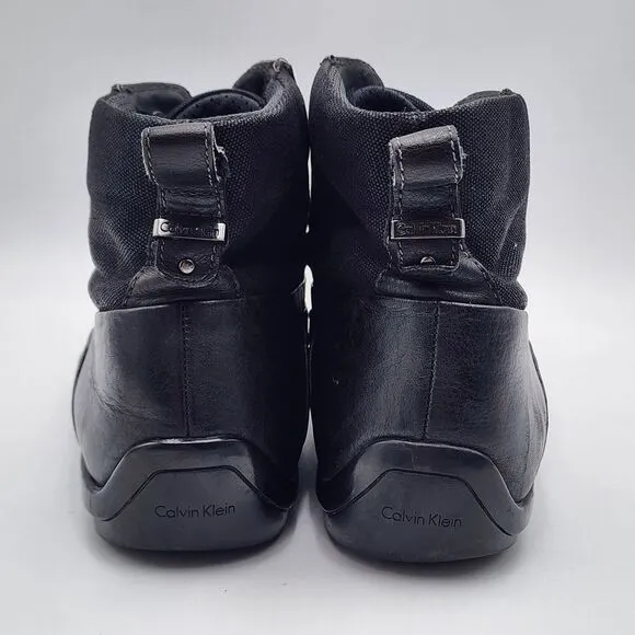 Calvin Klein Mens Size 11M Hank Black‎ Lace Up Square Toe Driving Boots Shoes