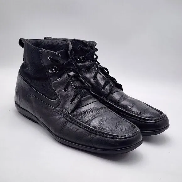 Calvin Klein Mens Size 11M Hank Black‎ Lace Up Square Toe Driving Boots Shoes