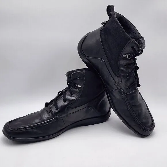 Calvin Klein Mens Size 11M Hank Black‎ Lace Up Square Toe Driving Boots Shoes