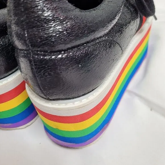 CAPE ROBBIN Momo platform sneaker rainbow black metallic lace up clowncore 10