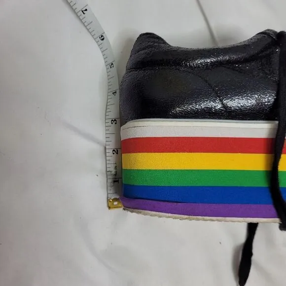 CAPE ROBBIN Momo platform sneaker rainbow black metallic lace up clowncore 10