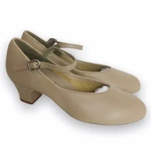 Capezio 459 Jr. Footlight Suede Sole Caramel Tan Character Dance Shoes Girl's 4