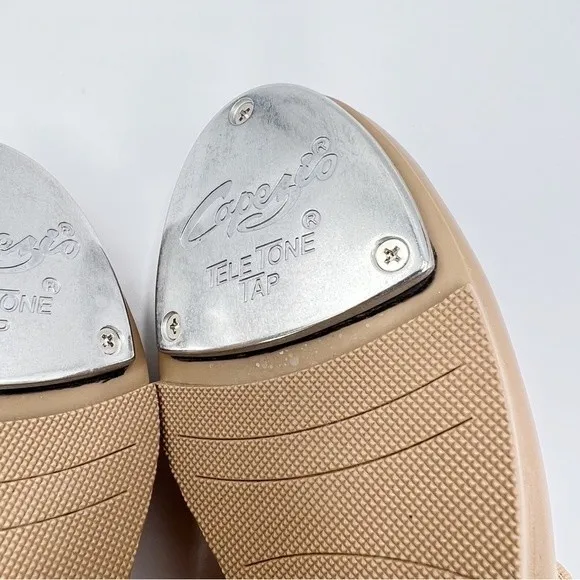 Capezio Womens Big Girls 3800 Caramel Tan Leather Mary Jane Tap Dance Shoes 4.5