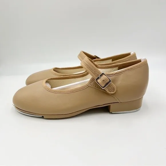 Capezio Womens Big Girls 3800 Caramel Tan Leather Mary Jane Tap Dance Shoes 4.5
