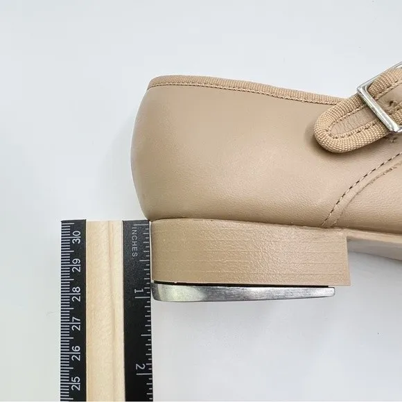 Capezio Womens Big Girls 3800 Caramel Tan Leather Mary Jane Tap Dance Shoes 4.5