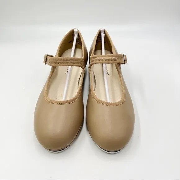 Capezio Womens Big Girls 3800 Caramel Tan Leather Mary Jane Tap Dance Shoes 4.5