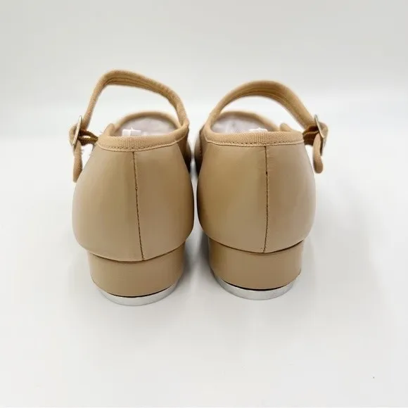 Capezio Womens Big Girls 3800 Caramel Tan Leather Mary Jane Tap Dance Shoes 4.5