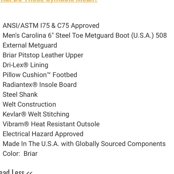 Carolina 6” steel toe metguard boots