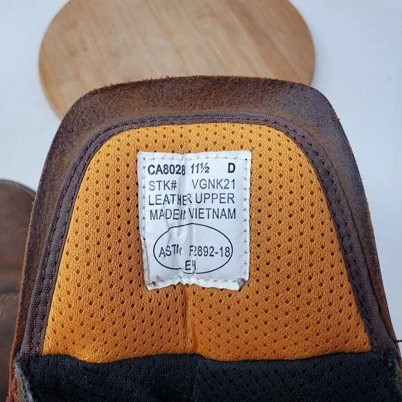 Carolina Boots Mens 11.5 D Soft Toe EH Brown Leather Work 28 Series Shoe CA8508