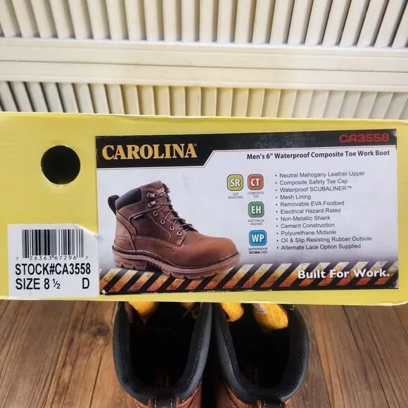 Carolina CA3558 Dormite 6&quot; Waterproof Composite Broad Toe Work Boots Mens 8.5 D
