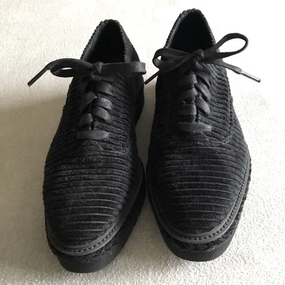 Castaner Black Corduroy Platform Sneakers, Size 7, 38 EUR
