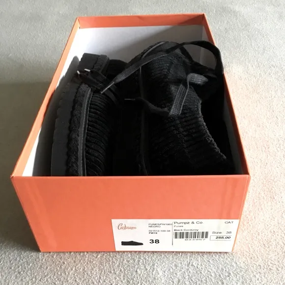 Castaner Black Corduroy Platform Sneakers, Size 7, 38 EUR