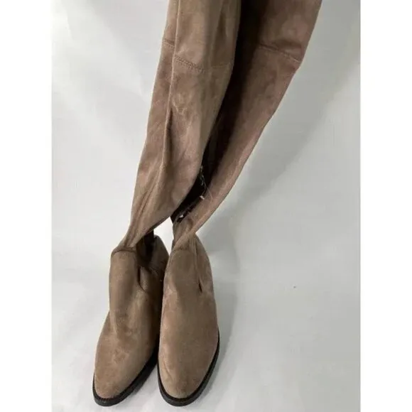 Catherine Malandrino Womens Size 8.5 Perse Embellished Over The Knee Boots Taupe