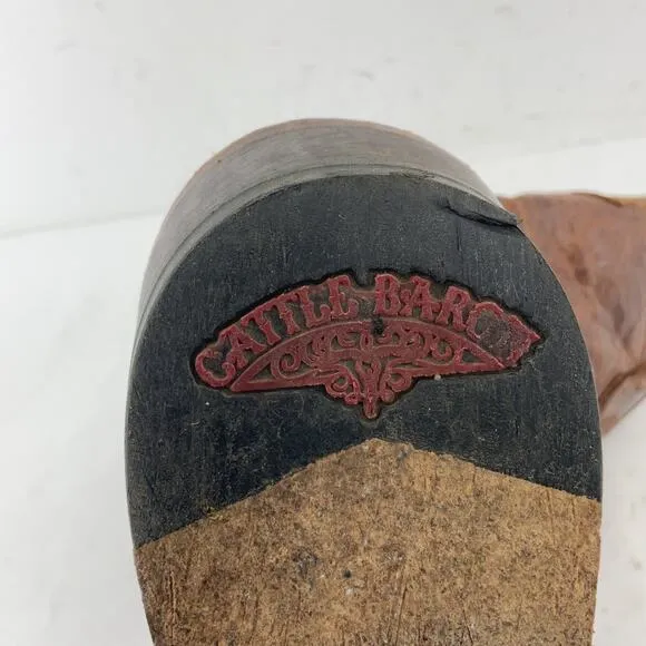 Cattle Baron Men's Size 8D Brown Crackled Leather Cowboy Western Boots