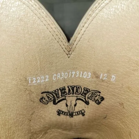 Cavenders Western Brown Leather Hair On Cowhide Cowboy Boots Size 12 Square Toe