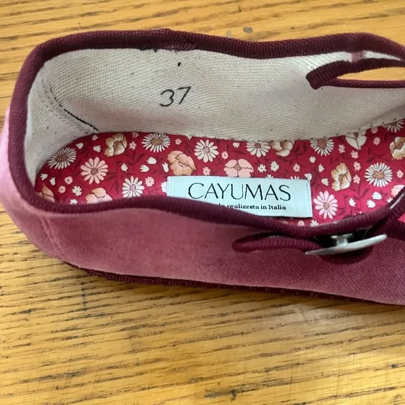 Cayumas Bohème friulanes Mary Janes Rosa Bordeau pink velvet size 37 6 NWOT