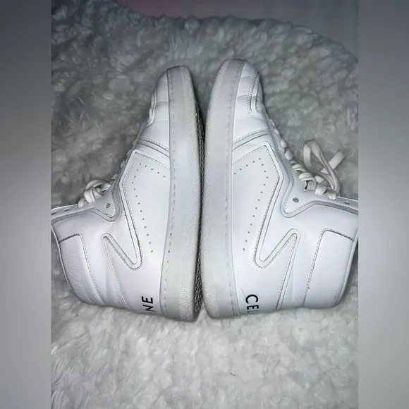 CELINE 990$ White Leather High Top Sneakers 37