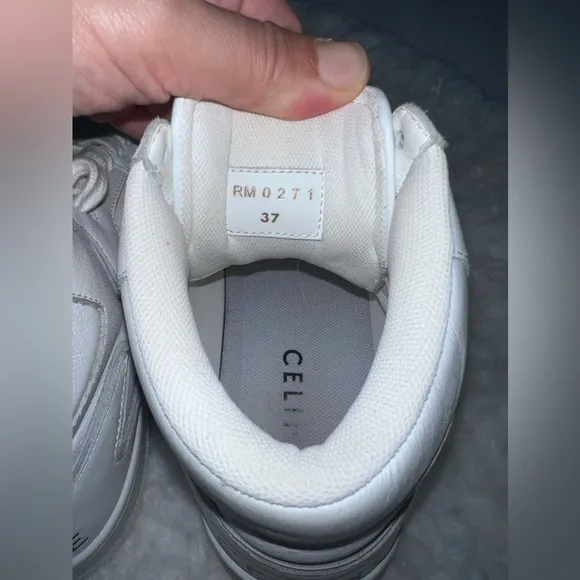CELINE 990$ White Leather High Top Sneakers 37