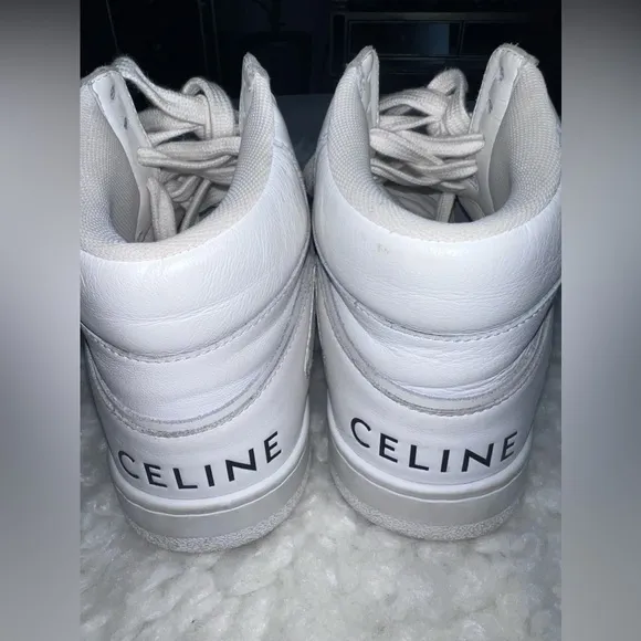 CELINE 990$ White Leather High Top Sneakers 37