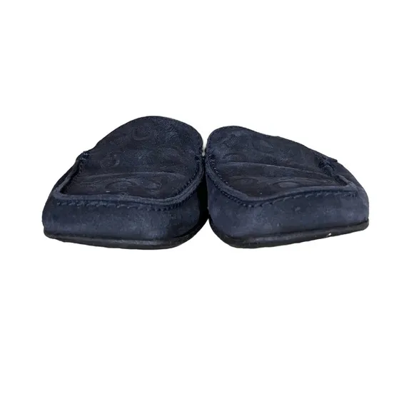 Celine Navy Blue suede leather slip on loafers