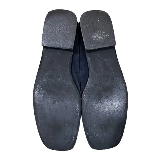 Celine Navy Blue suede leather slip on loafers