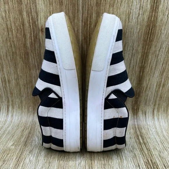 Celine Paris Slip On Sneakers Women's Size 7.5 EU 38 White Black Striped Shoes