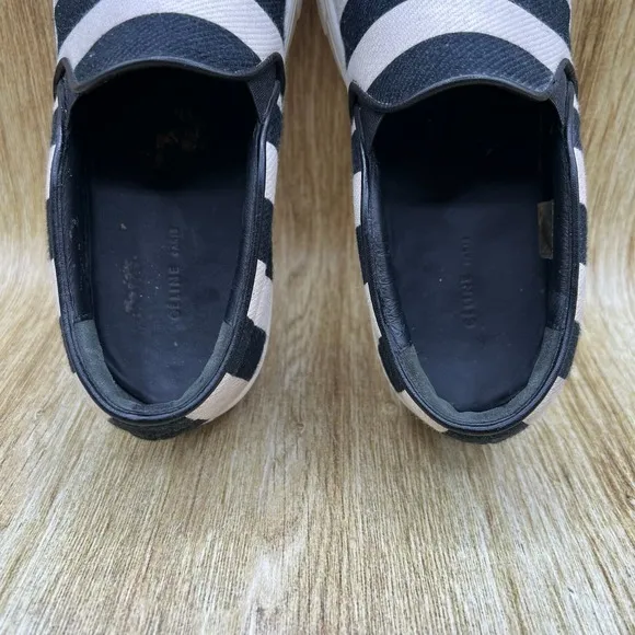 Celine Paris Slip On Sneakers Women's Size 7.5 EU 38 White Black Striped Shoes