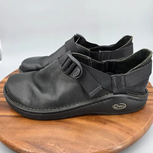 Chaco Pedshed Shoes Men's 11 Black Leather Slip On Walking Casual Loafers