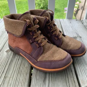 Chaco Shoes Barbary Topaz Brown Purple Leather Wool Chukka Boots Lace Up Women 7