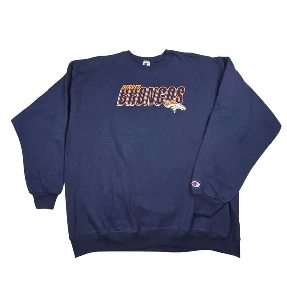 Champion Vintage Denver Broncos Sweatshirt Pullover, Extra Large XL Embroidered